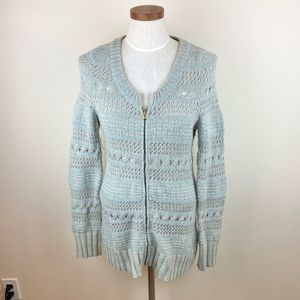 Anthropologie Sleeping on Snow Knit Zip-Up Cardigan